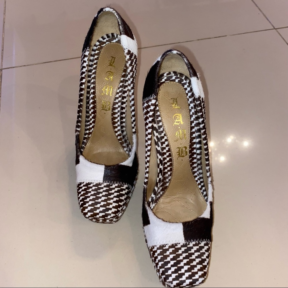 L.A.M.B Cowhide Heels